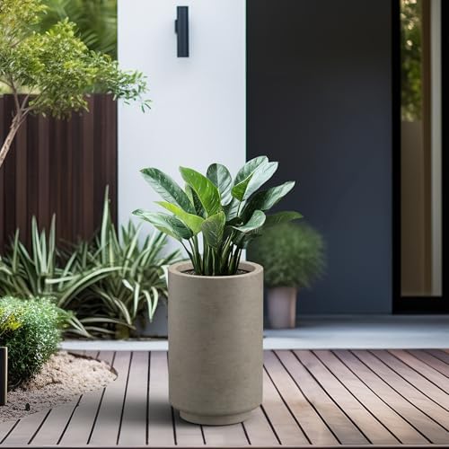 Kante Small Round Tapered Weathered Concrete Planter 15.7" Tall, Outdoor - Image 3