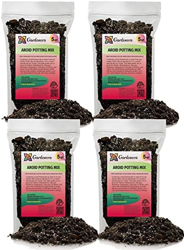 Gardenera Premium Aroid Potting Mix - 20 Quart - Soil Free Blend for Aroids - Growing Medium for House Plant (4 Bags of 5 Quart) by Gardenera