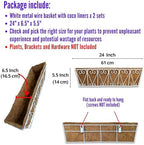 LaLaGreen Fence Wall Planter (24 in, 2 Pack) White Coco Liner Trough Box - Image 2