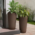 24" Tall Planters for Outdoor Plants,Large Outdoor Planters for Front Porch Decor with Drainage Hole, Flower Pots Fits Indoor Plants Patio/Garden, Plastic Striped Brown(2 Pack) by Outdoorchairs
