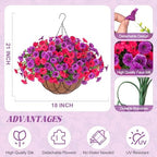 Artificial Fake Hanging Flowers with Basket for Outdoor Decor 12 Pcs UV Resistant Faux Silk Morning Glory Flowers Plants for Outdoor Outside Planters Home Porch Patio Balcony Spring Summer Décor - Image 3