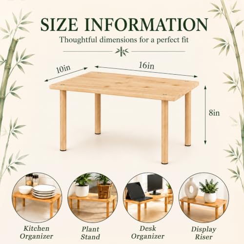 RattanView 16 Inch Bamboo Wood Display Riser 4-leg Plant Stand - Image 2