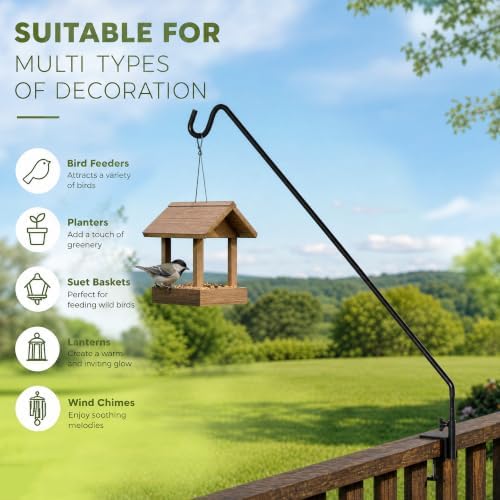 MIXXIDEA 2 Pack Heavy Duty Extensible Adjustable Deck Hooks for Hanging Bird Feeders, Plants, Suet Baskets, Wind Chimes, Lanterns - Image 3