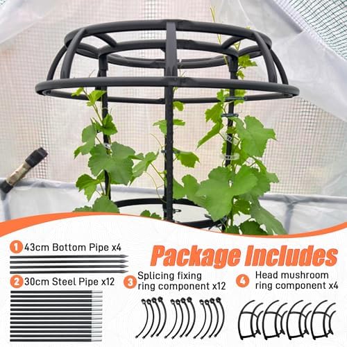 65 Inch Garden Trellis for Climbing Plants Outdoor, Mushroom Top Trellis for Potted Plants, Vines, Roses, Clematis, and Vegetables, Plant Trellis Support 2 Pack - Image 6