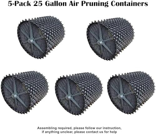 RooTrimmer Air Pruning Containers, 25 Gallon Air Pots for Big Tree, 100 Liter 20" X 20" D/H Special Packing Interlocked Large Air Root Pruning Planters Outdoor, Black, 5 Packs - Image 2