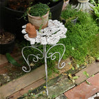 Outdoor Cast Iron Flower Stand, Heavy Duty Cast Iron Potted Plant Stand,Garden Potting Bench Table,Round Potted Plant Stand Rack,Decorative Flower Pot Holder,for Home Garden,White,Large - Image 6