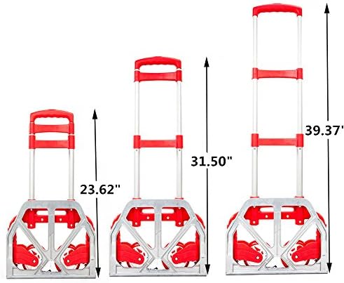 FCH Folding Hand Truck, Aluminum Portable Folding Hand Cart,155lbs Capacity Hand Cart and Dolly Ideal for Home, Auto, Office,Travel Use, Red - Image 6