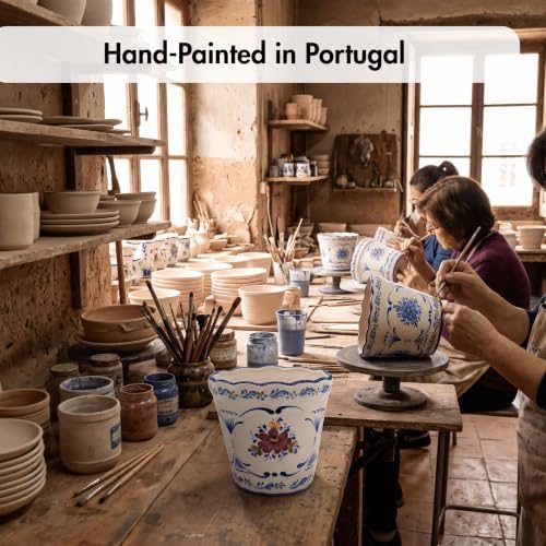 Faireal Hand Painted Portuguese Pottery Alcobaça Ceramic Wall Planter Flower Pot Made in Portugal, 6.5'' x 2.5'' x 6'' inches, (AVID-574) - Image 6