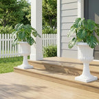 Plastic Urn Planter, Large 20 Inch Tall Flower Pot for Outdoor Plants, Classic Vintage Urn Planters with Pedestal Base, Tall Plastic Resin Planter Pot for Patio Garden (White (2 PCS)) - Image 4