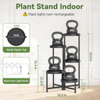 LASZOLA 5 Tiered Plant Stand Indoor with Grow Lights, Corner Folding Tall Flower Display Rack with Plastic Tray, Modern Plant Holder Shelf for Outdoor Patio Porch Garden Office Living Room, Black - Image 2