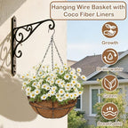 4 Pack 12 inch Metal Hanging Baskets for Plants Outdoor Metal Wire Hanging Basket Planter with Coco Fiber Liners Flower Pots for Home Porch Garden Patio, Diamond-Shaped - Image 2