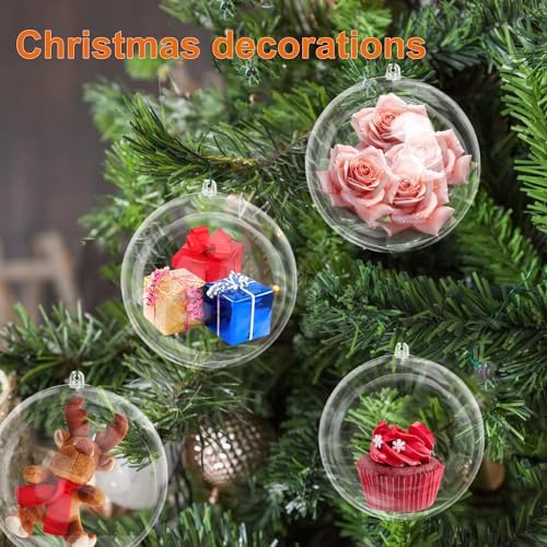 39 Pcs 4 Inch Clear Acrylic Fillable Balls, Christmas DIY Fillable Ornaments Balls, Acrylic Ornaments Ball for Christmas, Holidays, Weddings, Parties, and Home Decor - Image 5