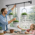 Adjustable Hanging Window Planter Set, Metal Rod Plant Hanger with 3 Pots, Indoor Herb Garden Plant Shelf for Windowsill, Balcony, Kitchen, Apartment (Black) - Image 3