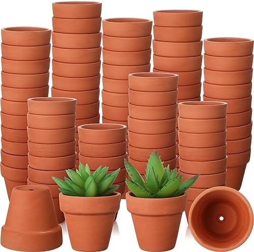 Sliner 150 Pcs Small Clay Pots 2 Inch Terracotta Plant Pots Plant Planters Bulk with Drainage Hole Mini Terra Cotta Cactus Flower Nursery Succulent Terracotta Planter for Indoor Outdoor Craft Wedding by Sliner