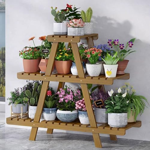 Plant Stand Bamboo for Indoor Outdoor 3 Tier Plant Shelf Flower Pot Holder Ladder Rack for Windowsill Garden Balcony Living Room Patio,Natural by Unknown