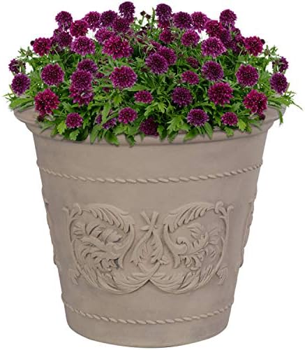 Sunnydaze Arabella 19.5'' Plastic Planter Pot for Plants, Beige by SunnydazeDecor