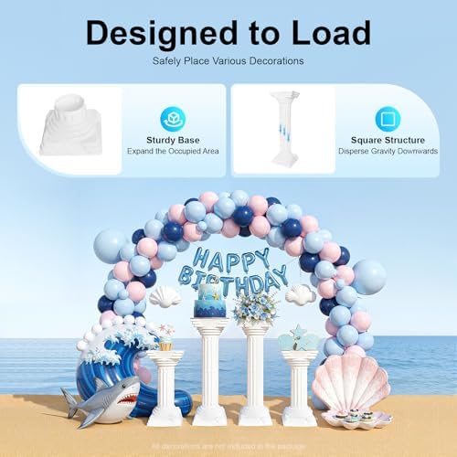 Roman Columns Wedding Stand Roman Pillar Plant Stand Plastic Greek Column Statue Pedestal Flower Pot Holder Decor, Wedding Event Party Elegant Decorative Column (White, 4Pcs, 11.4x31.5 Inch) - Image 5