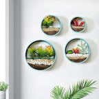 Pack of 4 Round Wall Planters Hanging Metal Plant Containers Circle Plant Holder Contemporary Morden Circle Iron Vase for Succulents or Herbs Cactus and More (Blue) by EssenceLiving