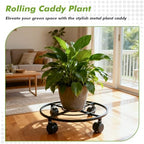 Planterhoma 3 Packs Large Metal Plant Caddy 13.5" Heavy-duty Plant Dolly with Wheels Iron Rolling Plant Stand with Casters Indoor Outdoor Plant Pot Movers Rollers Coaster Trolley, Black - Image 2