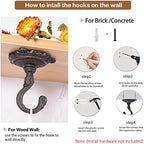 Sungmor Heavy Duty Cast Iron Swag Ceiling Hooks -3 Pack Black, 3.5x3.9 Inch - Image 6