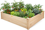 Hollyone 48" X 48" inches Wood Raised Garden Bed Frame Planters Wooden Elevated Planting Planter Box for Outdoor Herb Vegetables Flowers Grass Lawn Yard Patio - Natural 4×4ft by Hollyone