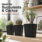 4.7"Wx4.3"H Plant Pots 6 Packs Smart Drainage Square Flower Pots S16 Black - Image 6