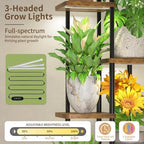LASZOLA Plant Stand Tall for Indoor Corner with Light, 5 Tier Wood Brown - Image 2