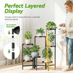 7 Tiers Plant Stand Indoor for Multiple Large Planter, Tall Tiered Folding Plant Rack Outdoor with Rustproof 10 Inch Wide Tray, Plant Shelf for Corner Living Room - BlackDisk - Image 6