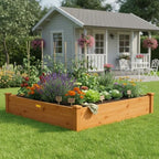 Hollyone 4x4 Raised Garden Bed Wood Frame Planters Wooden Elevated Planting Planter Box for Outdoor Herb Vegetables Flowers Grass Lawn Yard Patio - Natural Brown 48" X 48" inches - Image 5