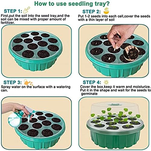 10 Pack Seeds Grow Tray, Plant Germination Starter Kit, Mini Greenhouse Propagator Trays, Germination Trays with Labels & Seedling Tools(13 Cells Per Tray),Black - Image 7