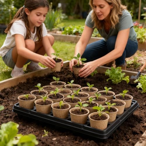 RooTrimmer 3.15 Inch Peat Pots 100 Pcs with 20 Cell Seedling Trays 5 Pcs, Biodegradable Seed Starter Pots with Drainage, Reusable Nursery Tray for Seed Starting Indoor Gardening Propagation Kit 5 Sets - Image 7