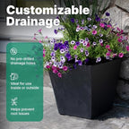 Step2 Tremont Short Square Planter 2-Pack, 14 in Resin Planters, Self-Watering, Onyx Black - Image 6