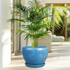 Ceramicfor 10 Inch Planter Pot, Ceramic Pots for Plants with Drainage, Blue - Image 4