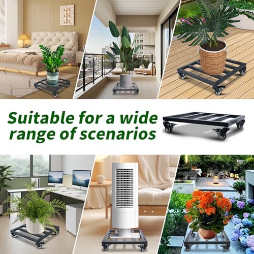 2 Pack 14 Inch Square Metal Plant Caddy with Wheels, 400 Lbs - Image 6