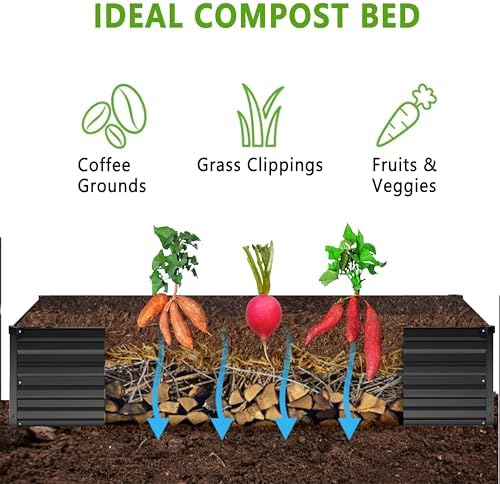 DIIYIV 2PCS 12x2x1FT Galvanized Raised Garden Bed Kit,Vegetable Boxes-Rectangle Metal Flower Box,Large Planter Raised Beds Outdoor Garden for Planting,Fruit,Herb-Black - Image 3