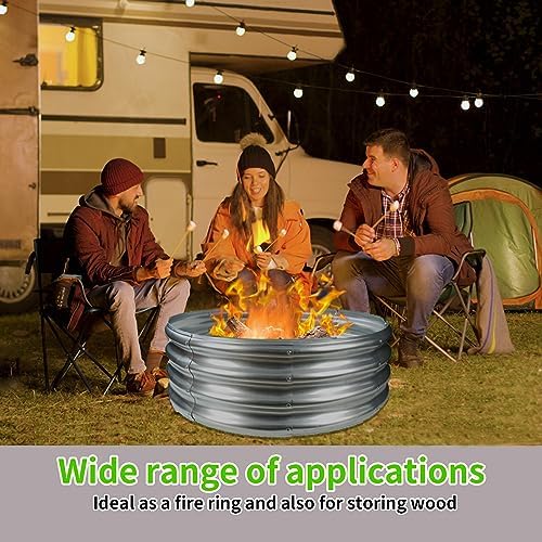 Durable Round Galvanized Steel Raised Garden Bed for Planting,Round Galvanized Steel Fire Ring/Fir Pit 36-Inch for Outdoor- 3×3×1FT,0.8MM Thick (36 ins Diameter x 12 ins high, Silver) - Image 3
