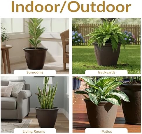 Sunnydaze Anjelica 15.25'' Large Plastic Planter Pot for Plants, Rust - Image 5