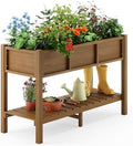 LUE BONA Raised Planter Box with Legs, 45 * 18 * 29 in, Raised Garden Bed with Tools and Storage Shelf, Weather Resistant, 3-Year Warranty, Standing Growing Bed Herb Planter for Vegetable, Brown by LUEBONA