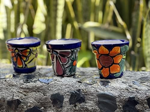 Talavera Hand-Painted Flower Pots (Set of 3) - 3" Fiesta Floral Design - Authentic Mexican Pottery Planters for Succulents - Image 3