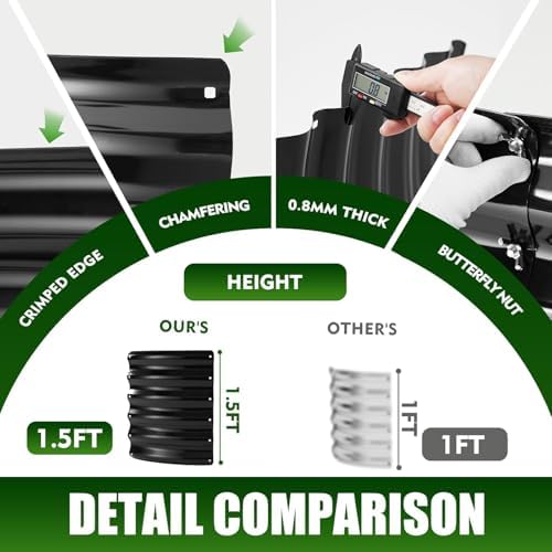 TBMLC 17" Tall,4 FT Diameter Elevated Round Metal Raised Garden Bed Black - Image 5
