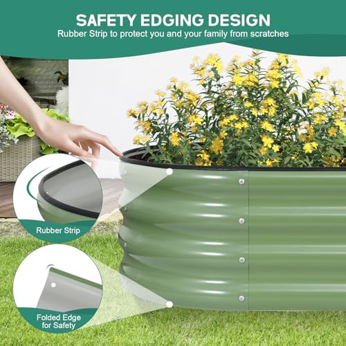 Galvanized Raised Garden Bed Outdoor, 6x2x1ft, Olive Green - Image 4