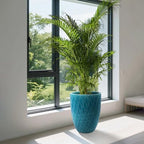 Hand Glazed Ceramic Plant Container Modern Decorative Pot Planter Drainage Hole Thick Earthenware Vessel Breathable Clay Porous Walls Weighty Stable Base Root Succulents Herbs Palms (Cyan) - Image 2