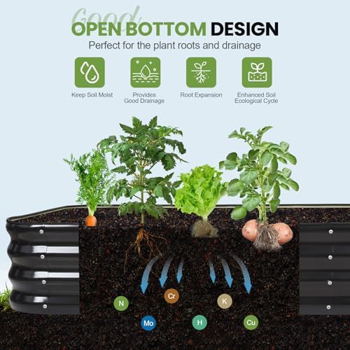 G GOOD GAIN Raised Garden Bed Outdoor, 4-in-1 Modular Metal Planter, Grey - Image 5
