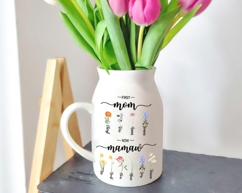 Pofily Mamaw Plant Pot, Mamaws Birth Month Garden Flower Vase, Mamaws Garden, Mamaw Flower Vase, Mamaw Gars Den, Customized Flower Garden Vase Gift for Mom Nana Mimi Grandma Mom Mommy - Image 3