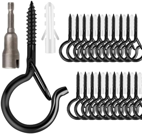 FSAH 48 PCS Q-Hanger Hooks with Safety Buckle, Windproof Screw Hooks by FSAH