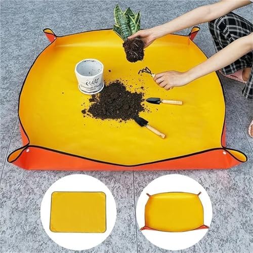 Repotting Mat Planting Mat Gardening Potting Pad Foldable Garden Plant Flower Pot Transplanting Waterproof Mats Plant Accessories 50cm-66cm(66x66cm-Yellow) - Image 3