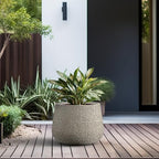 Kante Accent Round Curved Weathered Concrete Planter 17.3" Dia, Outdoor - Image 5