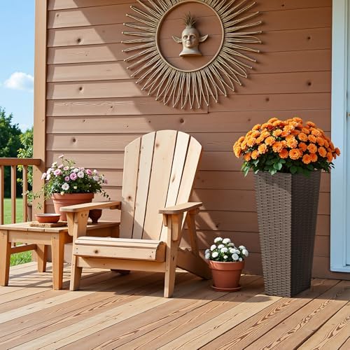 Devoko Resin 23.6'' Tall Planters, Large Taper Outdoor Planter - Image 5