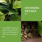 MyGift Artificial Pothos Plant in Burnt Brown Wood Rectangular Planter - Image 5
