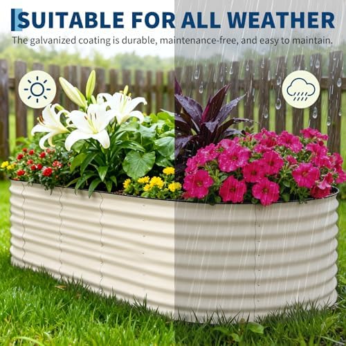 Garvee 8x4x1.5ft Galvanized Raised Garden Bed, Oval Metal Planter Box - Image 6